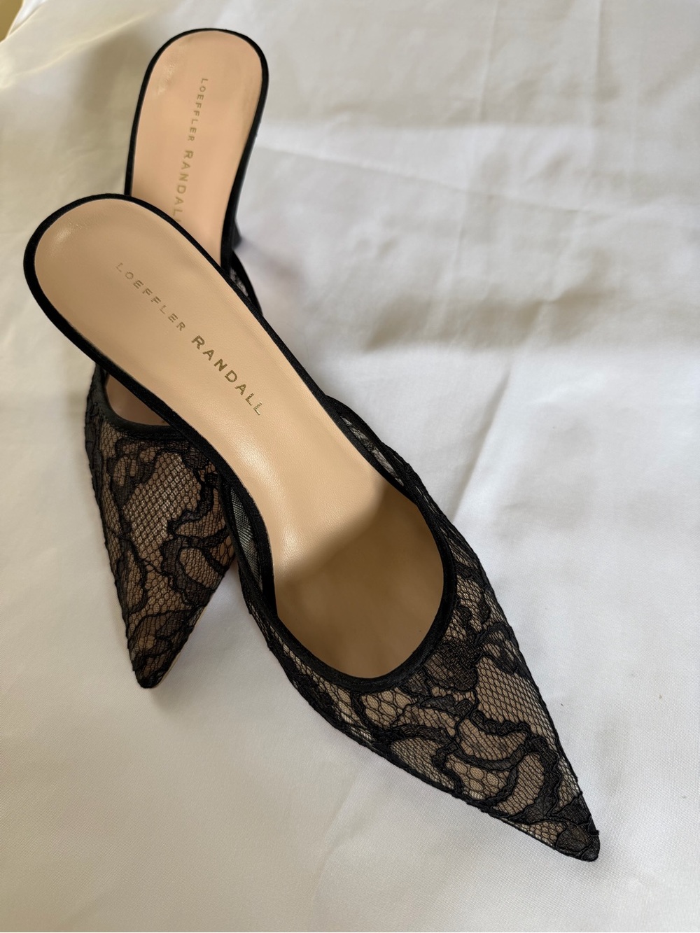 Loeffler Randall Black Lace Pointed Mule